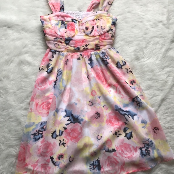 Candies Pink Floral Water Color Dress - Picture 4 of 6